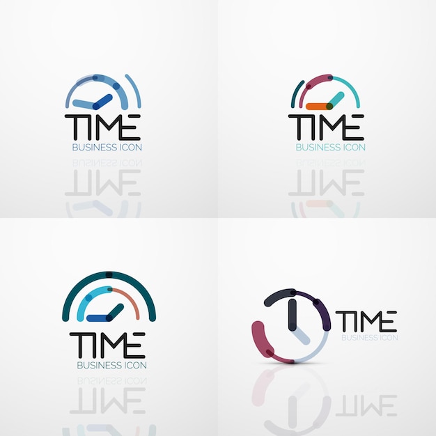 Collection D'idées De Logo Abstraites Vectorielles Concepts De Temps Ou Ensemble D'icônes D'affaires D'horloge Modèles De Conception De Logotype Créatifs