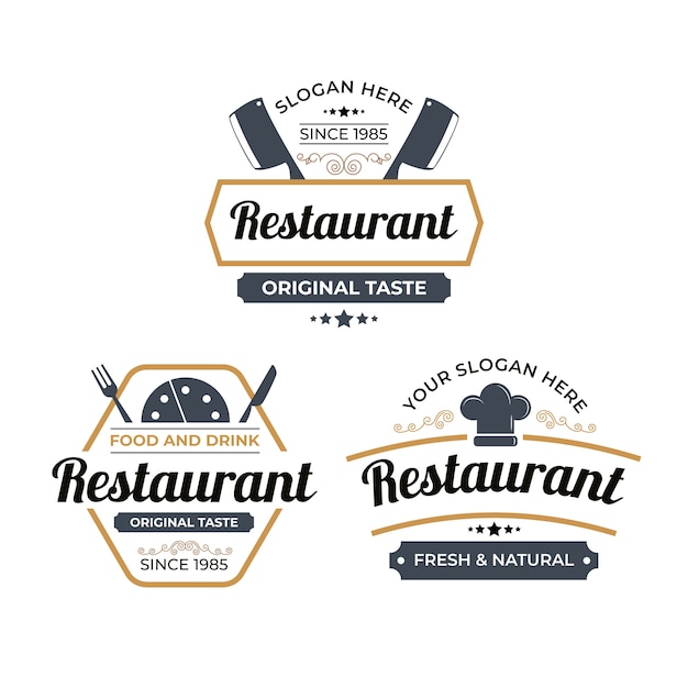 Collection D'illustration De Logo De Restaurant Rétro