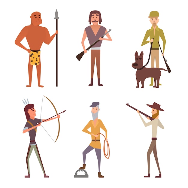 Vecteur collection d'illustrations de chasseurs