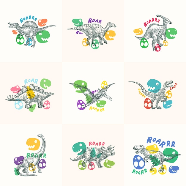 Collection D'illustrations De Dinosaures