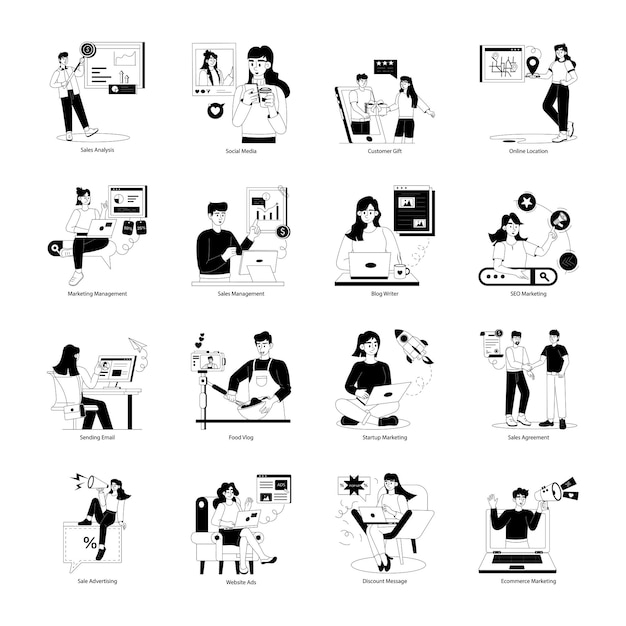 Collection d'illustrations de glyphes à la vente et à la promotion