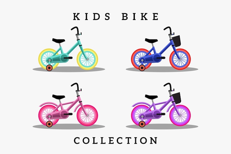 Vecteur collection d'illustrations plates de vélo pour enfants