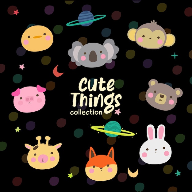 Collection D'illustrations Vectorielles De Choses Mignonnes