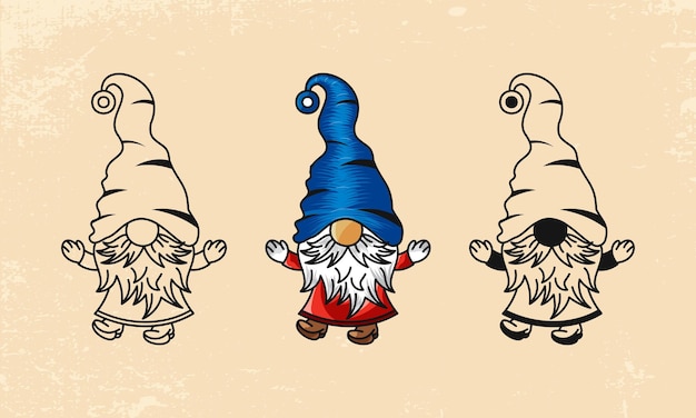 Collection D'illustrations Vectorielles De Gnomes De Noël