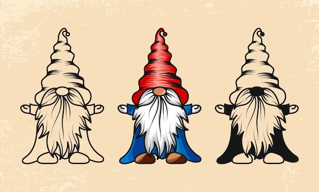 Collection D'illustrations Vectorielles De Gnomes De Noël