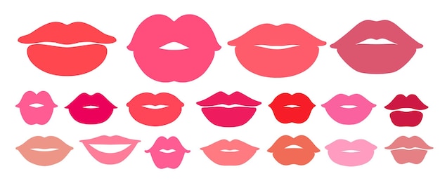 Collection d'illustrations vectorielles de lèvres roses et rouges