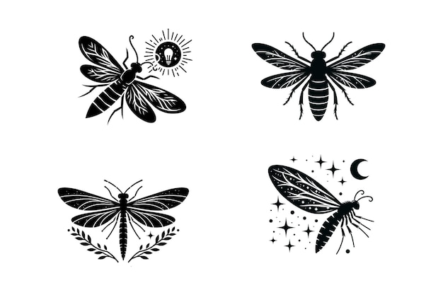 Collection d'illustrations vectorielles de la silhouette de luciole