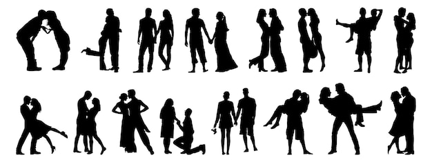 une collection d'images comprenant une silhouette d'un homme et d'une femme