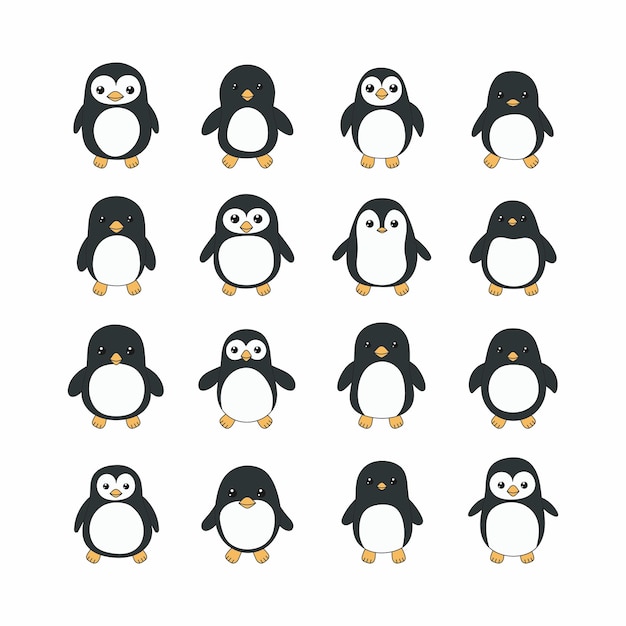 une collection d'images de pingouins, dont une avec le numéro 3 en bas.