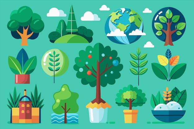 une collection d'images de plantes et d'arbres