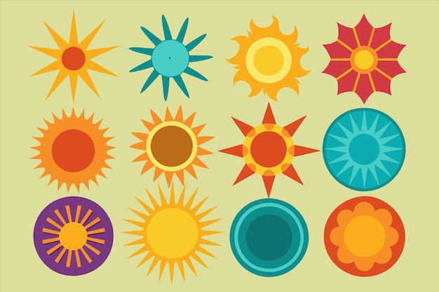 une collection d'images de soleil de différentes couleurs