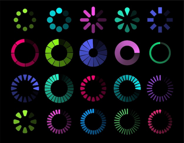 Vecteur collection d'indicateurs de charge en cercle coloré