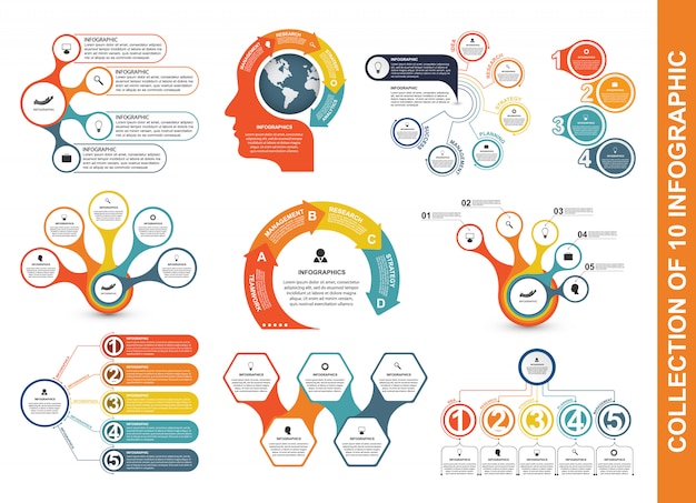 Vecteur collection infographie à plat.