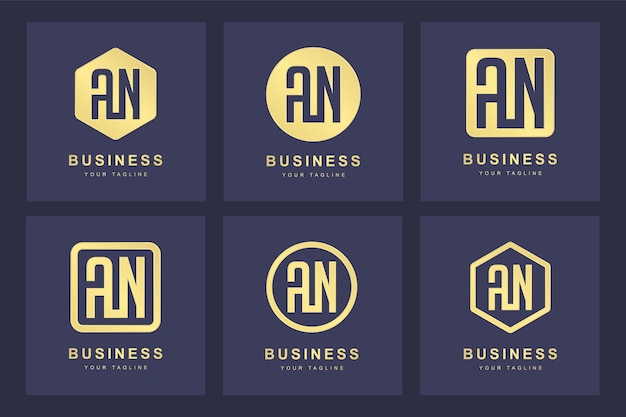 Une Collection D'initiales De Logo Lettre An An Or Avec Plusieurs Versions