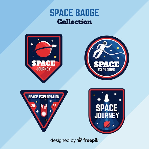 Collection d&#39;insignes d&#39;espace coloré avec un design plat