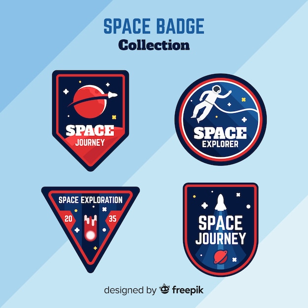 Collection D'insignes D'espace Coloré Avec Un Design Plat