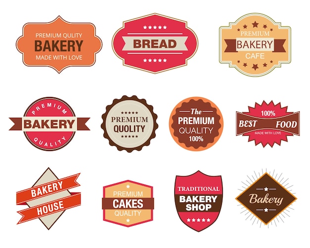 Vecteur collection d'insignes et d'étiquettes de logo de boulangerie rétro vintage