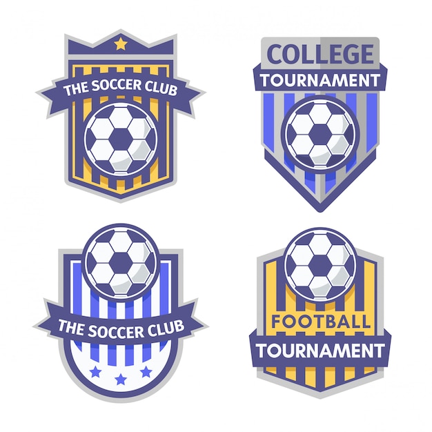 Collection D'insignes De Football Ou De Football Moderne Simple Et Plat.