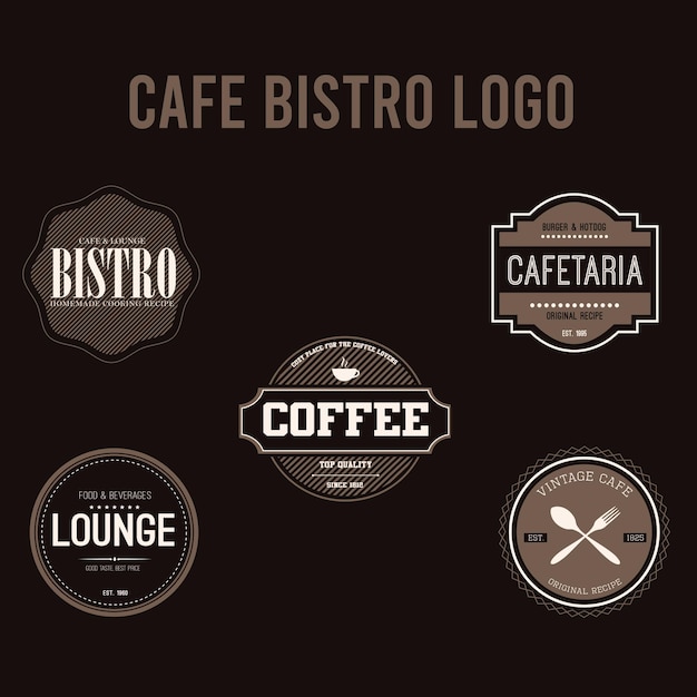 Collection D'insignes Et De Logos De Café Et De Bistrot Vintage