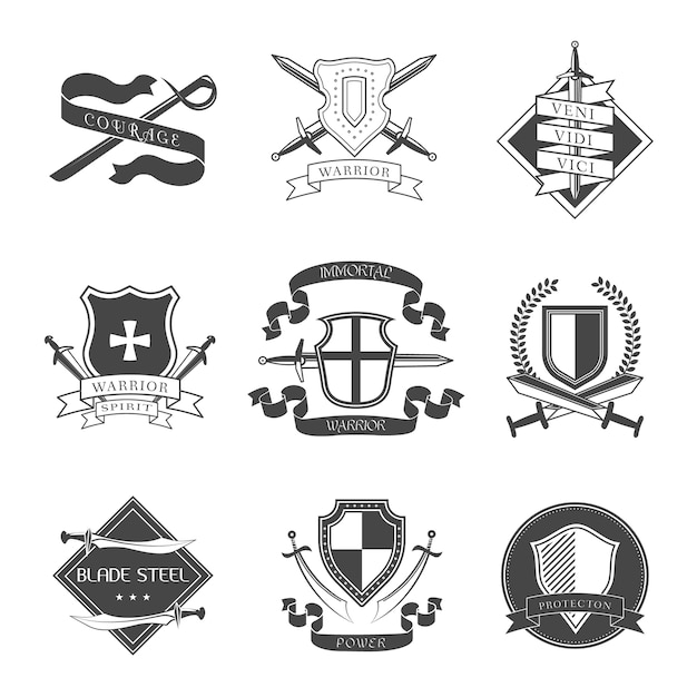 Vecteur collection insignes medieval