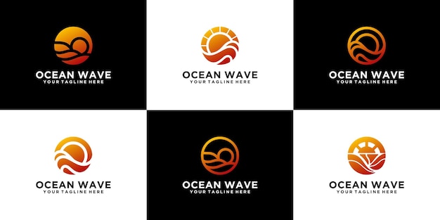 Vecteur collection d'inspiration pour les conceptions de logos des vagues de mer