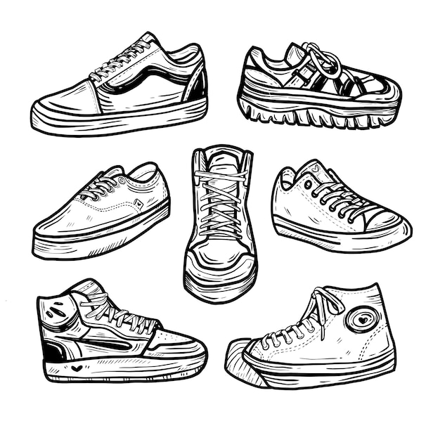 Collection de jeu d'autocollants de dessin de baskets
