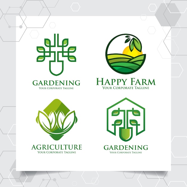 Collection De Jeu De Création De Modèle De Logo Agriculture