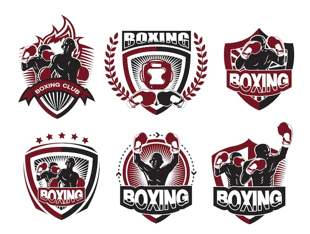 Collection de jeu de logo de boxe