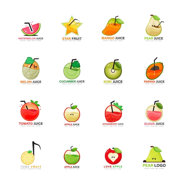 Collection De Jeu De Logo De Conception De Fruits