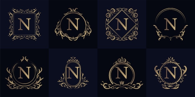 Collection De Jeu De Logo N Initiale D'ornement De Luxe.