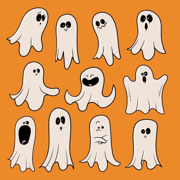 Vecteur collection de jeux halloween ghosts