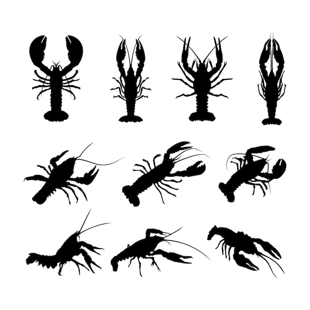 collection de jeux de silhouettes de homards