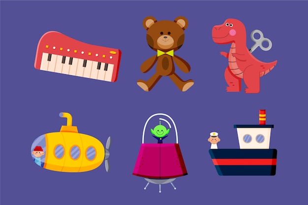 Collection de jouets de Noël au design plat