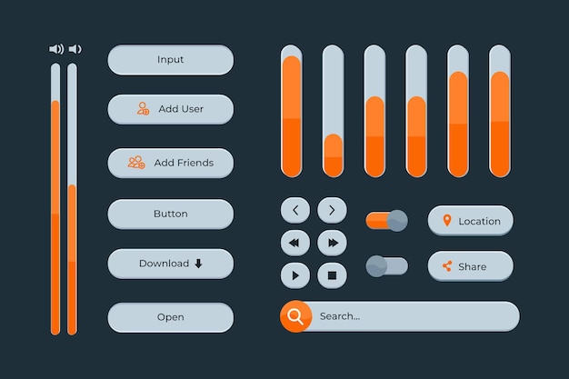 Collection de kits d'interface utilisateur design plat