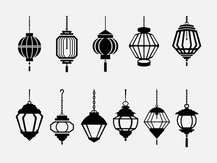 Vecteur la collection de lanternes asiatiques