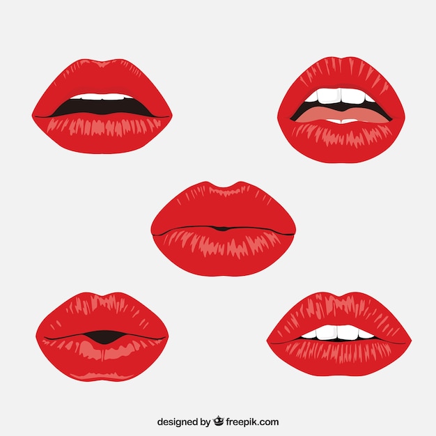 Collection de lèvres rouges avec un design plat