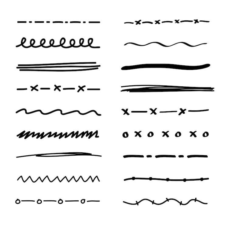 Vecteur collection de lignes et de diviseurs dessinés à la main