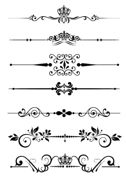 Collection de lignes de règle ornementales dans différents