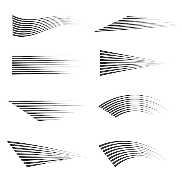 Vecteur collection de lignes de vitesse isolées sur une surface blanche transparente