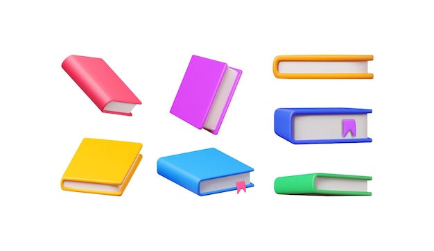 Vecteur collection de livres fermés 3d isolé sur blanc