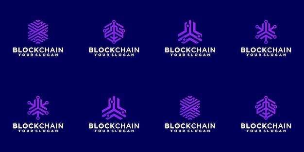 Vecteur collection de logo abstrait technologie blockchain