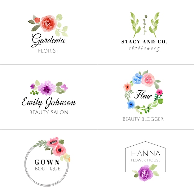 Collection De Logo Aquarelle Florale