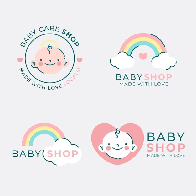 Collection De Logo Bébé Et Arcs-en-ciel