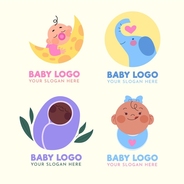 Collection de logo bébé avec slogan