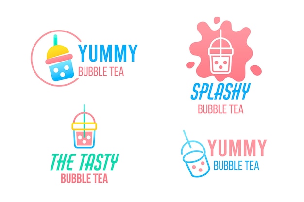 Vecteur collection de logo bubble tea