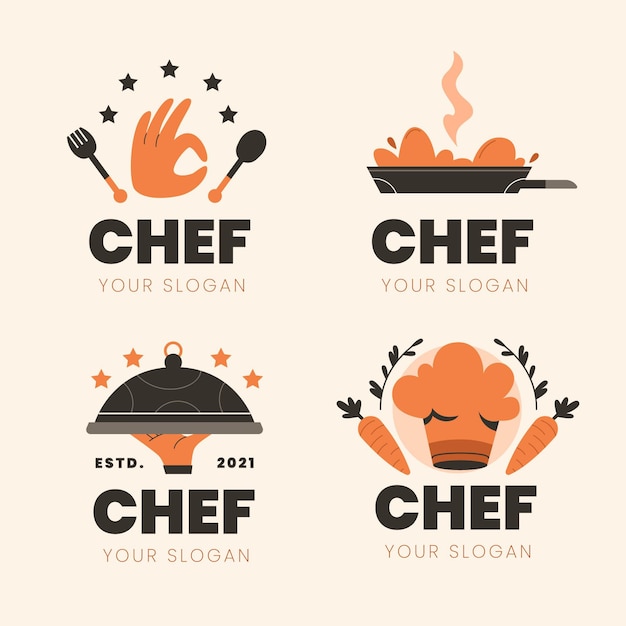 Collection De Logo De Chef Design Plat