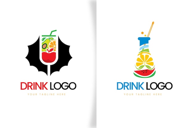 Une Collection De Logo Coloré De Jus Et De Boissons Fraîches Modernes