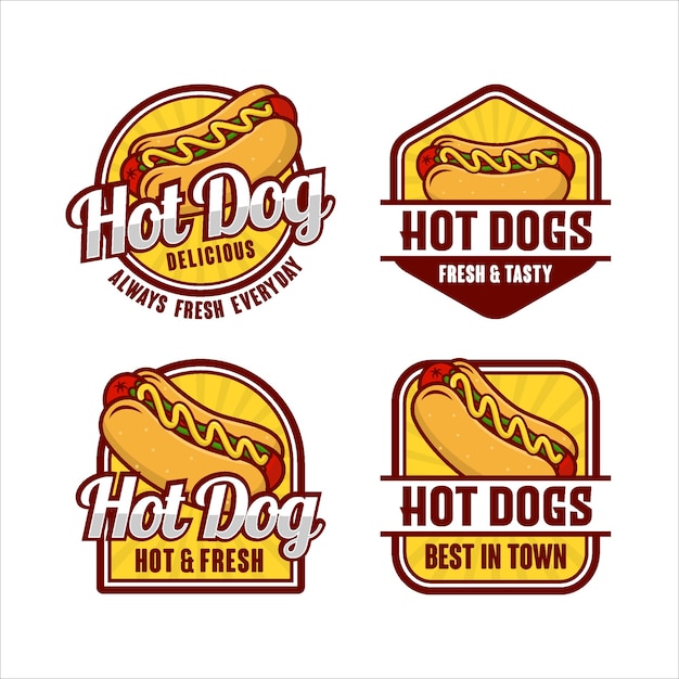 Collection De Logo De Conception D'insigne De Hot-dog