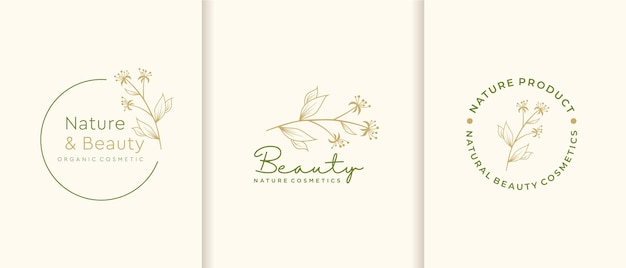 Collection De Logo De Cosmétiques Nature.