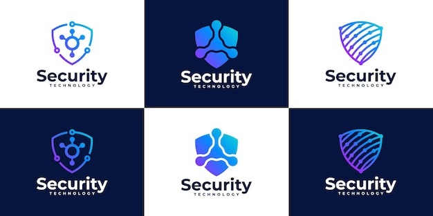 Collection de logo de cybersécurité avec concept de bouclier et de point.